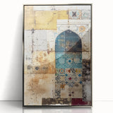 Framed abstract architecture wall art in silver acrylic frame, showcasing geometric patterns and modern design, ideal for contemporary home decor.