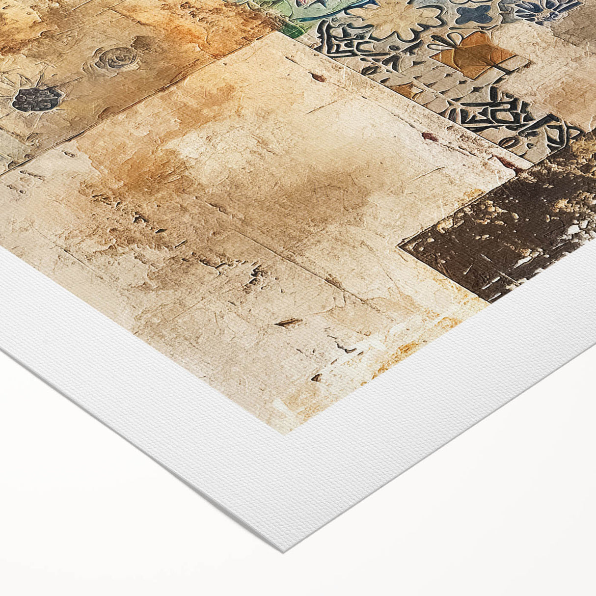 Abstract architectural wall art on rolled canvas, showcasing geometric shapes and vibrant colors, ideal for modern home decor. Packaged securely in a cardboard tube for safe shipping.