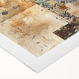 Abstract architectural wall art on rolled canvas, showcasing geometric shapes and vibrant colors, ideal for modern home decor. Packaged securely in a cardboard tube for safe shipping.