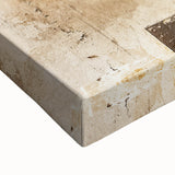 Abstract architectural wall art on stretched canvas, showcasing vibrant geometric patterns in shades of blue and orange, perfect for modern home decor.