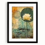 Abstract floral wall art framed in black with a white mat, showcasing vibrant colors and intricate designs, ideal for modern home decor.