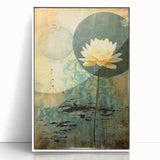 Framed abstract floral wall art featuring vibrant colors and intricate designs, displayed in a sleek white frame, perfect for modern home decor.