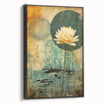 Framed abstract floral wall art on black canvas, showcasing vibrant colors and intricate designs, displayed from a side view in a modern setting. Perfect for home decor.