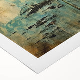 Vibrant abstract floral wall art on rolled canvas, showcasing a colorful array of blooms in shades of pink, blue, and green, ideal for home decor.