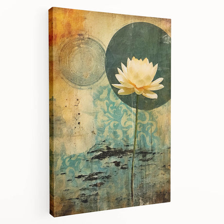 Abstract floral wall art on stretched canvas, showcasing vibrant colors and intricate designs. Ideal for home decor, it adds an artistic touch to any room.