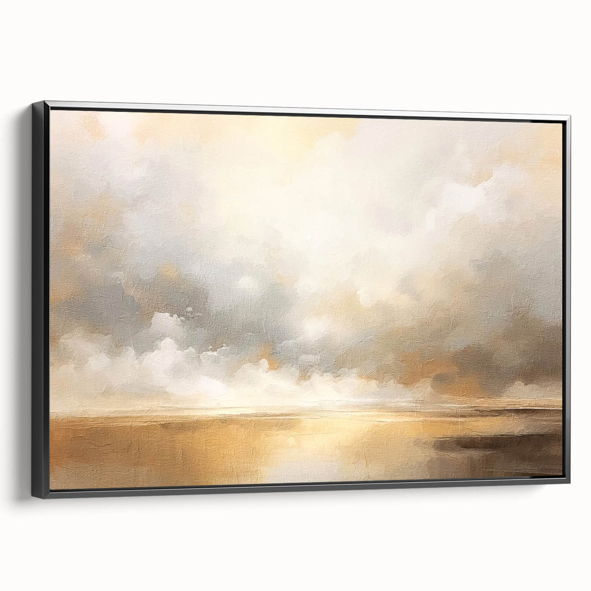 Framed abstract landscape wall art in black with textured details, showcasing a modern design that enhances any contemporary interior decor.
