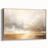 Framed abstract landscape wall art with silver accents, showcasing vibrant colors and fluid shapes, perfect for modern home decor. Ideal for living rooms and offices.