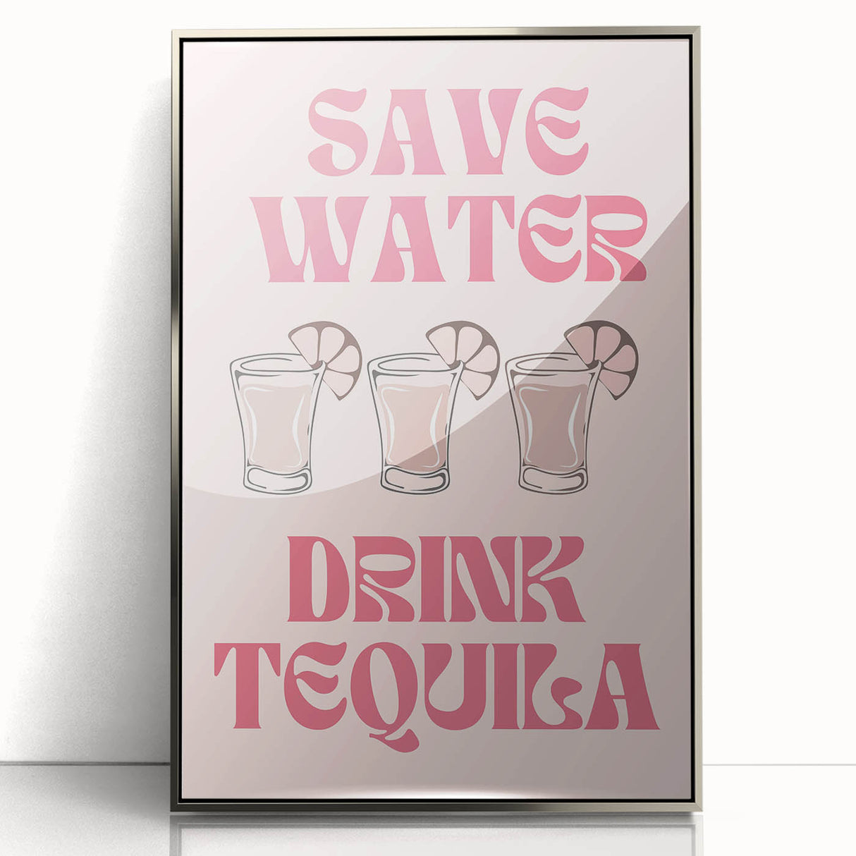 Mid-century modernist large art print of food and drinks on framed acrylic, suited for modern kitchen decor.