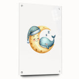 Children’s Wall Decor - Sleeping Moon & Whale Dreamy Night Art
