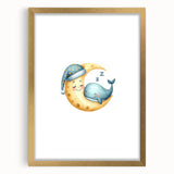 Children’s Wall Decor - Sleeping Moon & Whale Dreamy Night Art