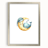 Children’s Wall Decor - Sleeping Moon & Whale Dreamy Night Art