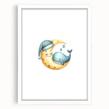 Children’s Wall Decor - Sleeping Moon & Whale Dreamy Night Art