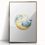 Children’s Wall Decor - Sleeping Moon & Whale Dreamy Night Art