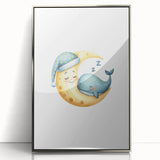 Children’s Wall Decor - Sleeping Moon & Whale Dreamy Night Art