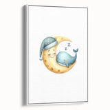 Children’s Wall Decor - Sleeping Moon & Whale Dreamy Night Art
