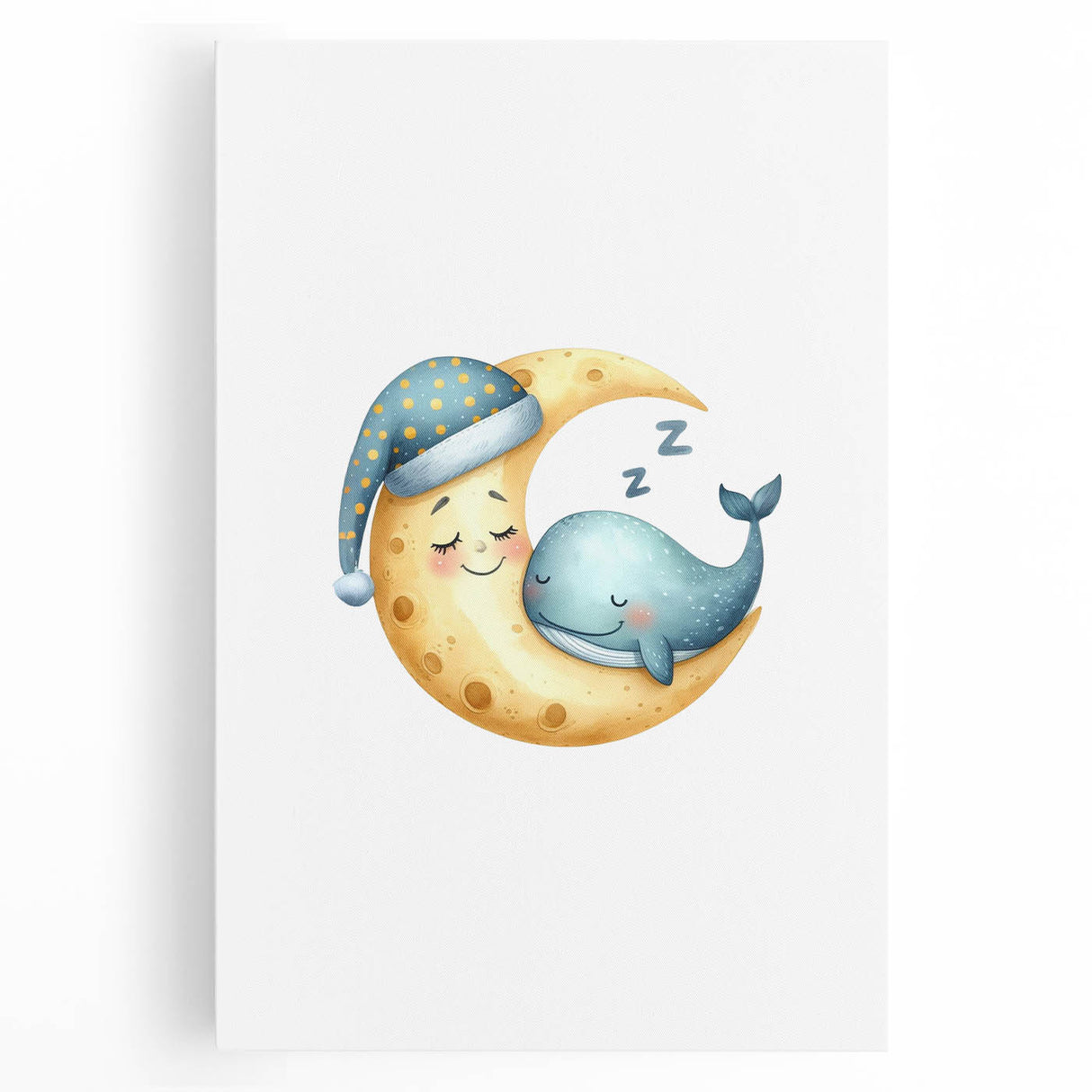 Children’s Wall Decor - Sleeping Moon & Whale Dreamy Night Art