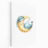 Children’s Wall Decor - Sleeping Moon & Whale Dreamy Night Art