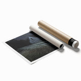 Rolled print showcasing a vibrant landscape barn scene, featuring warm earthy tones and intricate details, securely packaged in a protective cardboard tube for easy handling.