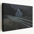 Stretched canvas artwork depicting a scenic barn landscape, showcasing vibrant colors and intricate details, ideal for home decor or rustic-themed settings.