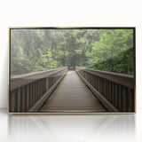 Framed acrylic artwork showcasing a stunning gold landscape bridge design, featuring intricate details and vibrant colors, perfect for modern home decor.