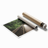 Landscape bridge rolled print showcasing intricate details of an arched bridge surrounded by lush greenery, designed for home decor, packed in a protective tube.