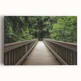 Stretched canvas artwork depicting a vibrant landscape bridge scene, featuring lush greenery and a serene waterway, ideal for enhancing home decor with nature-inspired aesthetics.