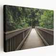 Stretched canvas artwork depicting a serene landscape bridge scene, showcasing vibrant colors and intricate details, perfect for enhancing home decor.