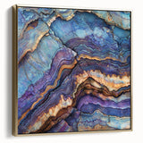 Framed canvas artwork depicting stunning landscape canyons in vibrant silver and gold tones, perfect for enhancing modern home decor and art collections.