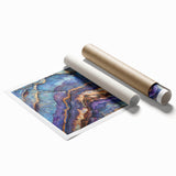 Stunning landscape print showcasing vibrant canyons in rich earthy tones, expertly rolled for easy display and packaged securely in a protective tube. Perfect for nature enthusiasts and home decor.
