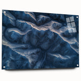 Acrylic glass artwork showcasing a vibrant desert landscape side view, featuring intricate details, vivid colors, and decorative pins for added texture, ideal for modern decor.