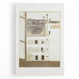 Modern Wall Art of Paris Courtyard Scene - Minimalist Contemporary Art Print