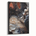Black and white landscape art painting on framed canvas, depicting natural close-ups, ideal for bedroom wall decor.