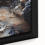 Extra large framed canvas featuring a close-up of black textured art with colorful elements, ideal for living room decor.