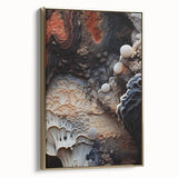 Framed canvas featuring a close-up landscape painting in black and gold tones, ideal for bedroom wall decor.