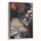 Landscape art painting on framed canvas, featuring vibrant colorful elements with black accents, ideal for living room decor.