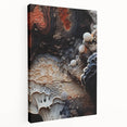 Large stretched canvas featuring close-up natural elements in earth tones, ideal for kitchen wall art.