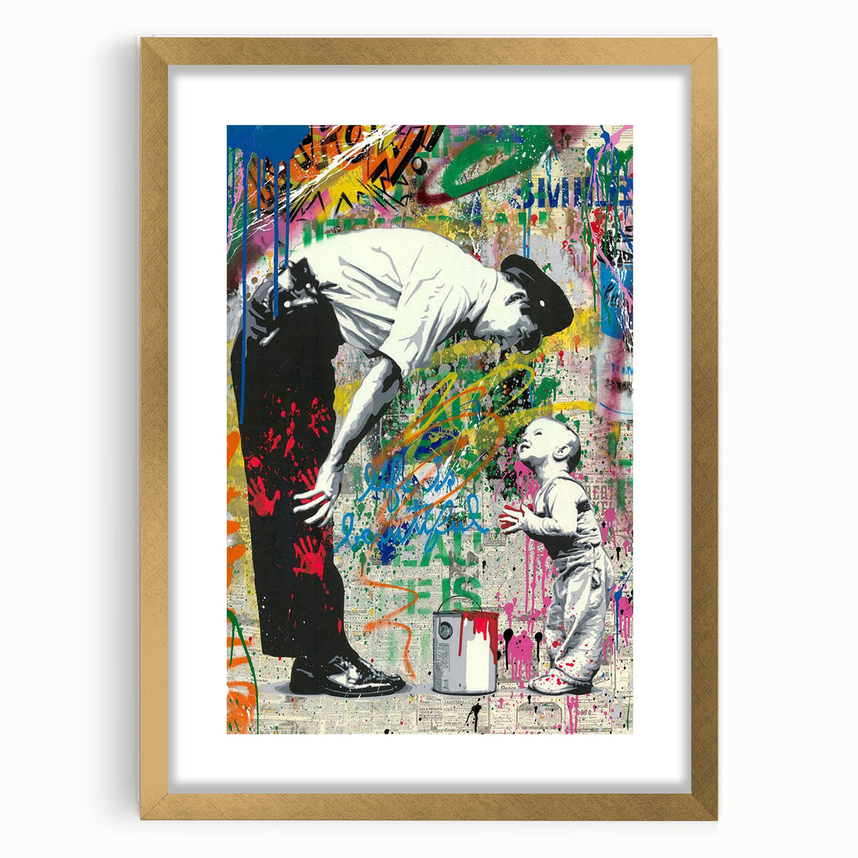 Modern Pop Art Wall Art – Colorful Father and Son Canvas