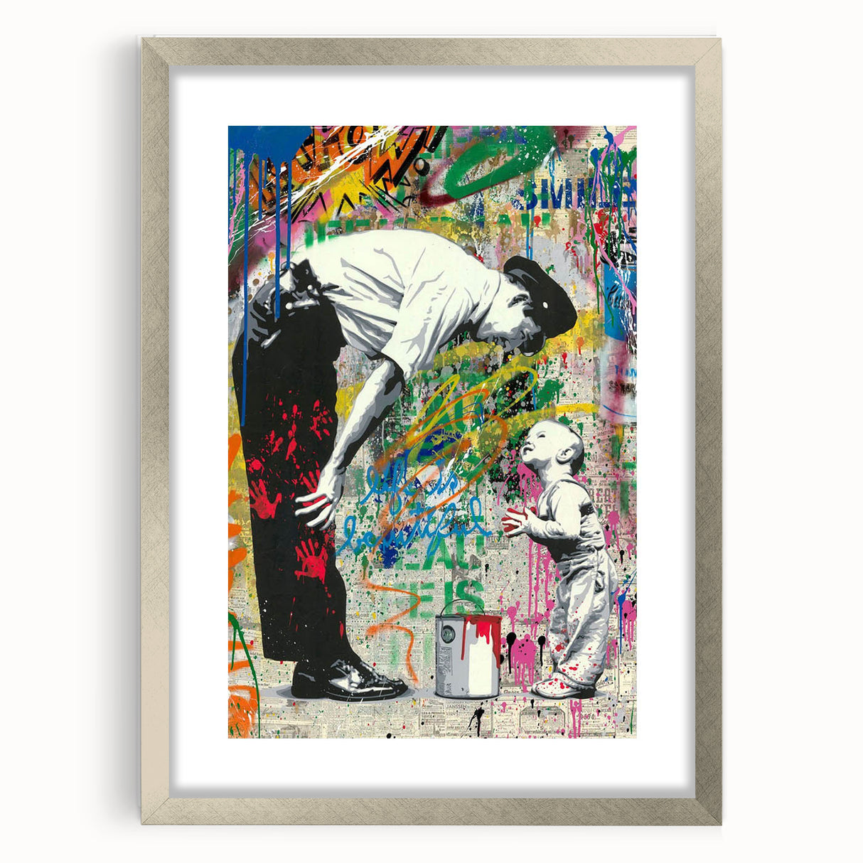 Modern Pop Art Wall Art – Colorful Father and Son Canvas
