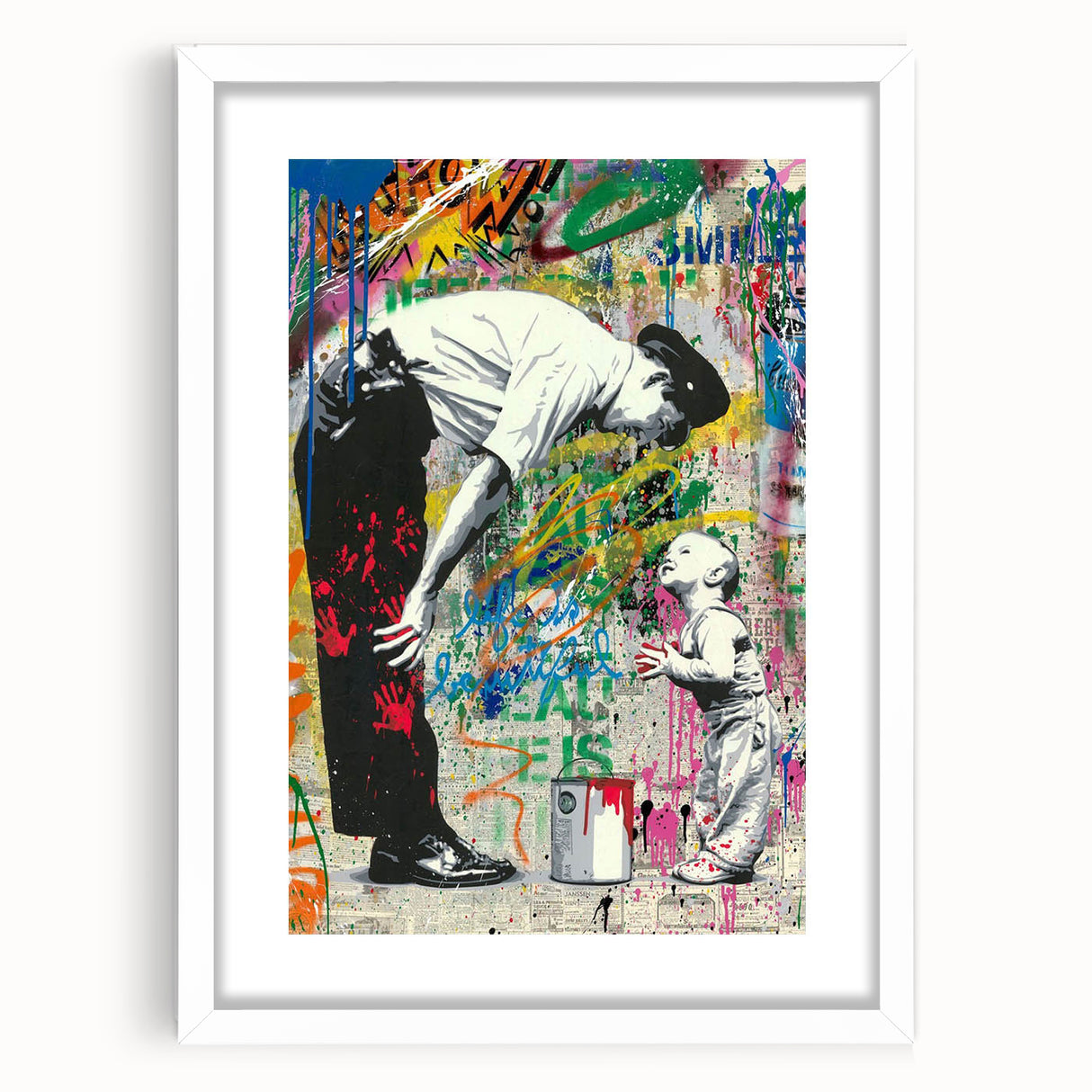 Modern Pop Art Wall Art – Colorful Father and Son Canvas