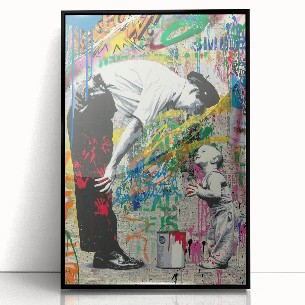 Modern Pop Art Wall Art – Colorful Father and Son Canvas