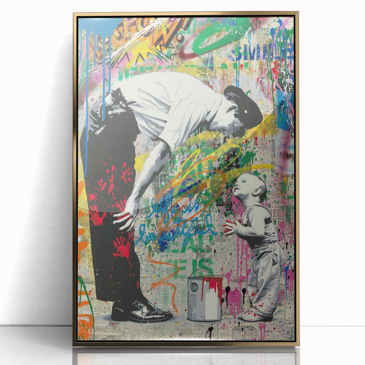 Modern Pop Art Wall Art – Colorful Father and Son Canvas
