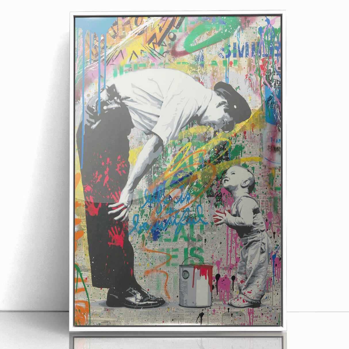 Modern Pop Art Wall Art – Colorful Father and Son Canvas