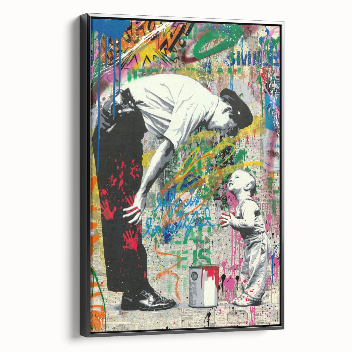 Modern Pop Art Wall Art – Colorful Father and Son Canvas