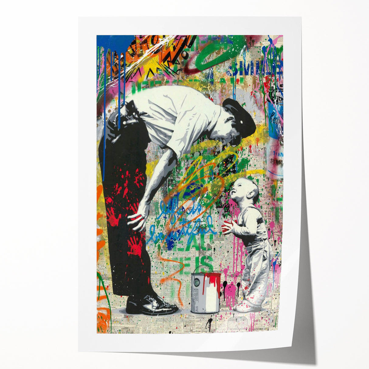 Modern Pop Art Wall Art – Colorful Father and Son Canvas