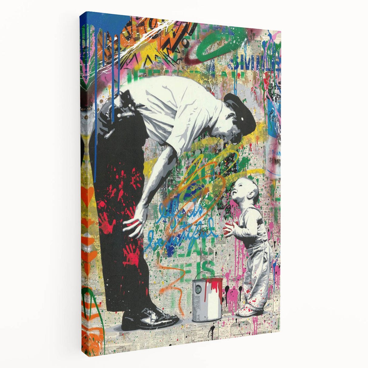 Modern Pop Art Wall Art – Colorful Father and Son Canvas