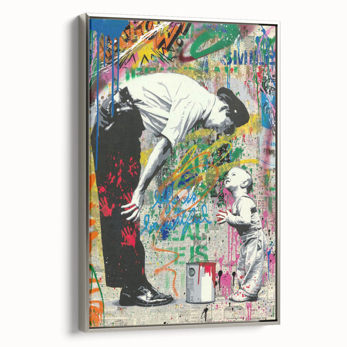 Modern Pop Art Wall Art – Colorful Father and Son Canvas