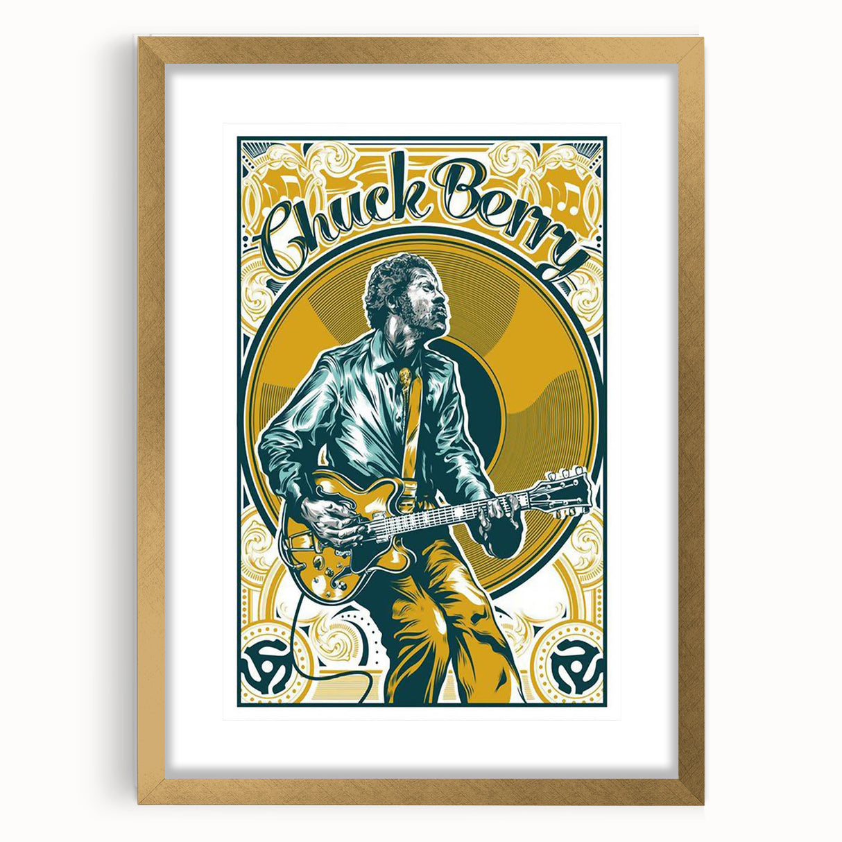 Chuck Berry Vintage Guitar Poster | Retro Music Wall Art