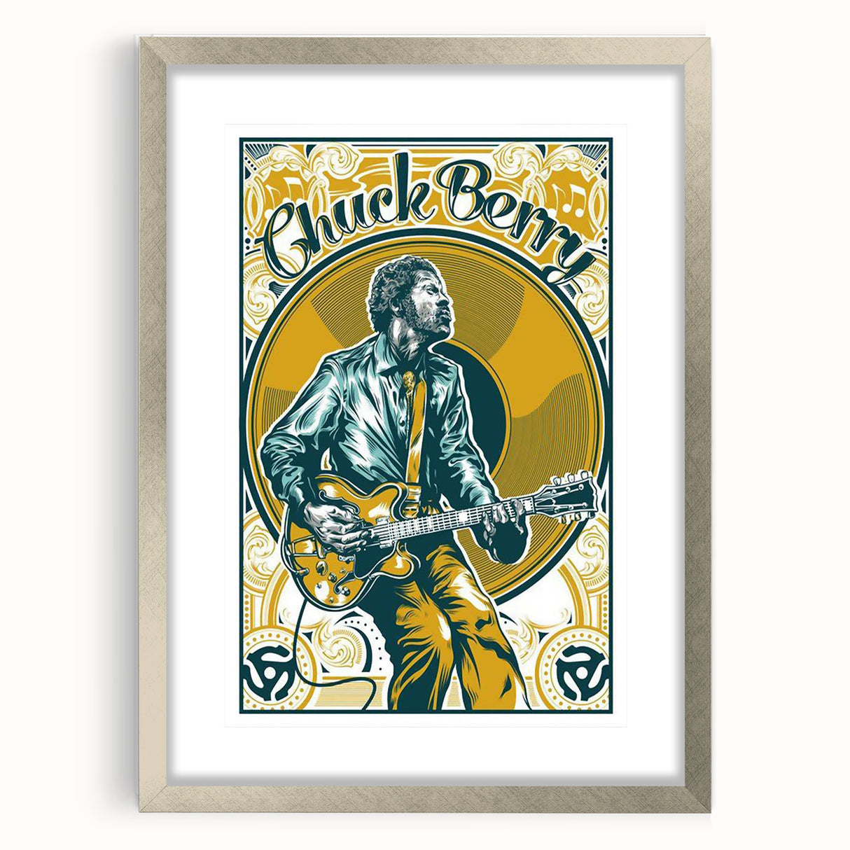 Chuck Berry Vintage Guitar Poster | Retro Music Wall Art