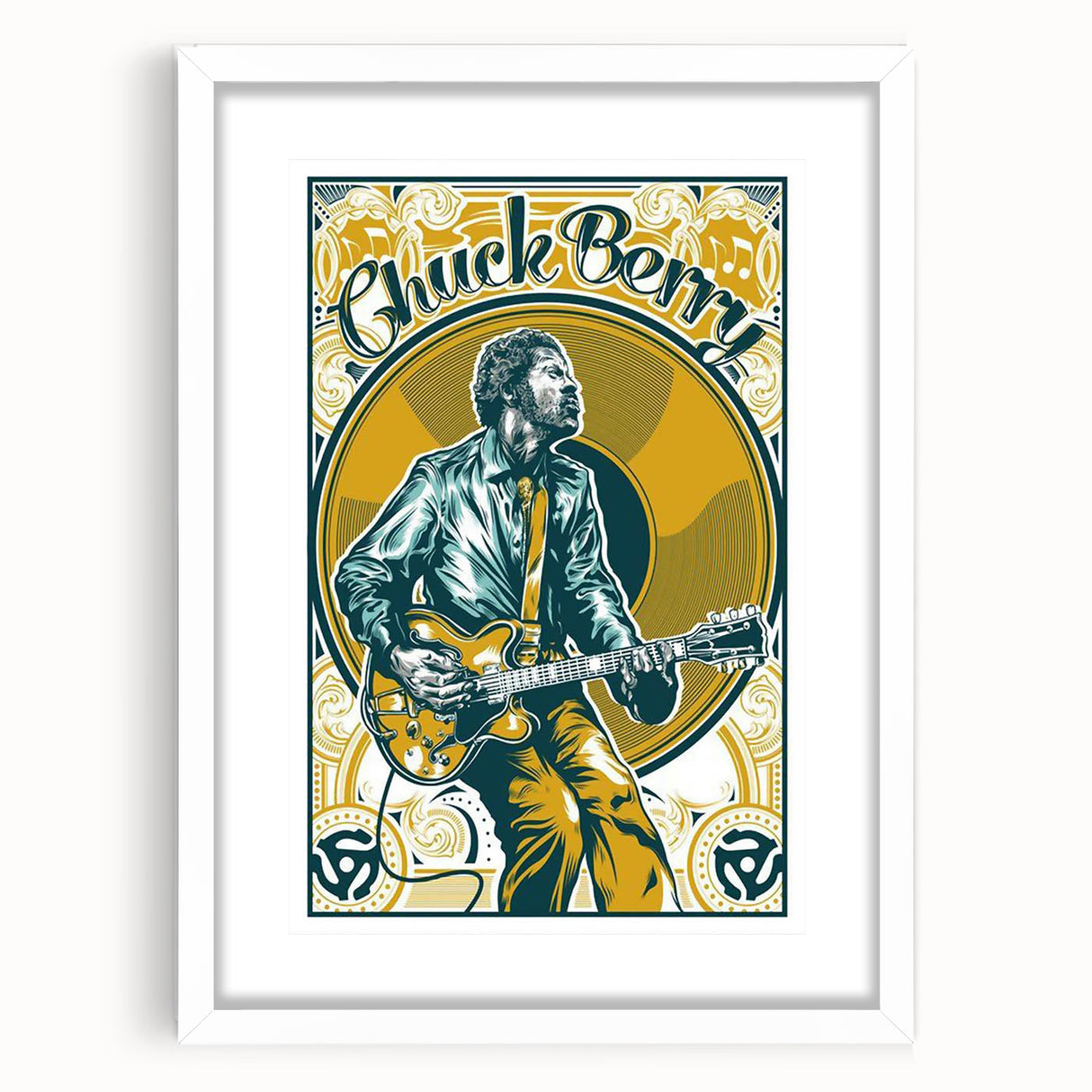 Chuck Berry Vintage Guitar Poster | Retro Music Wall Art