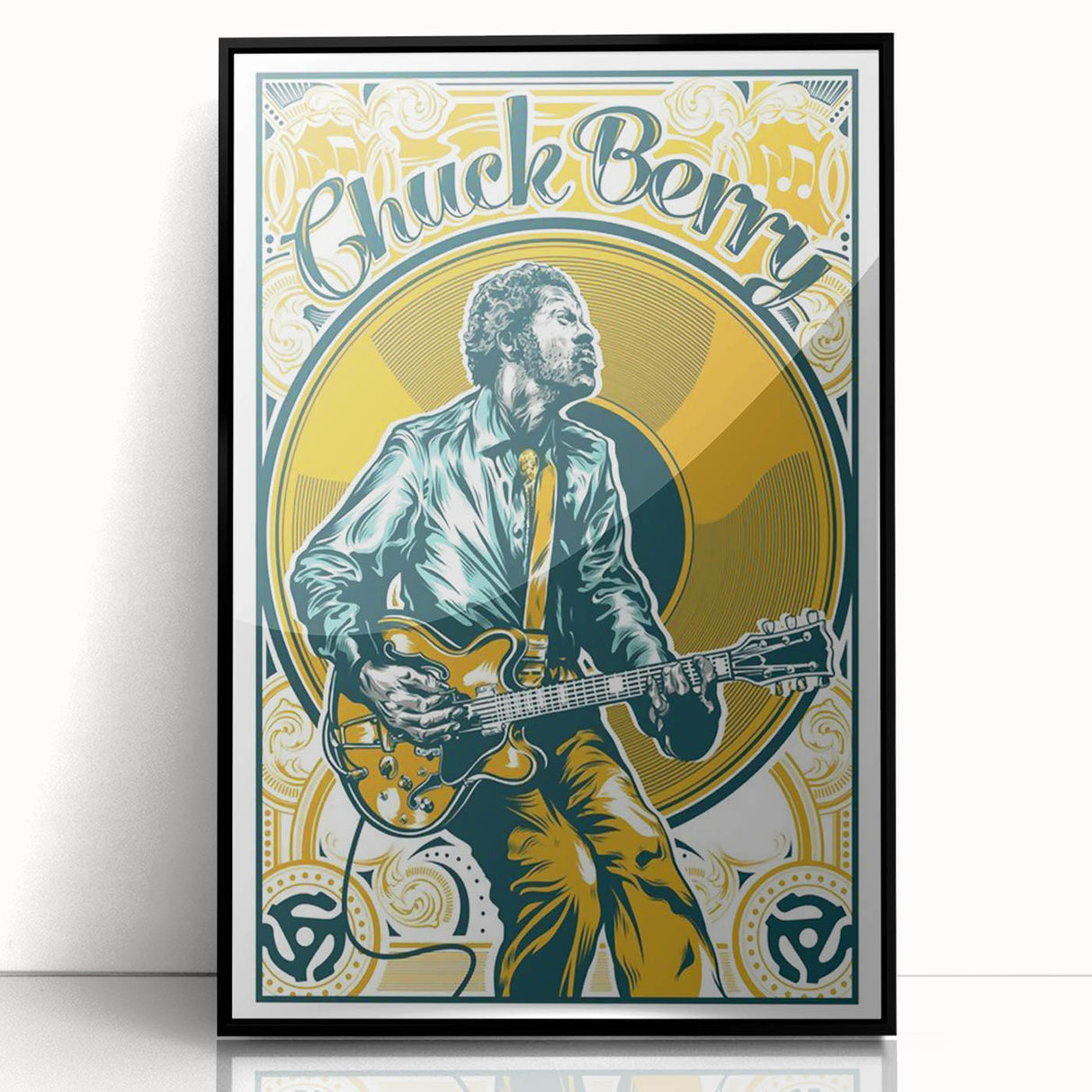 Chuck Berry Vintage Guitar Poster | Retro Music Wall Art